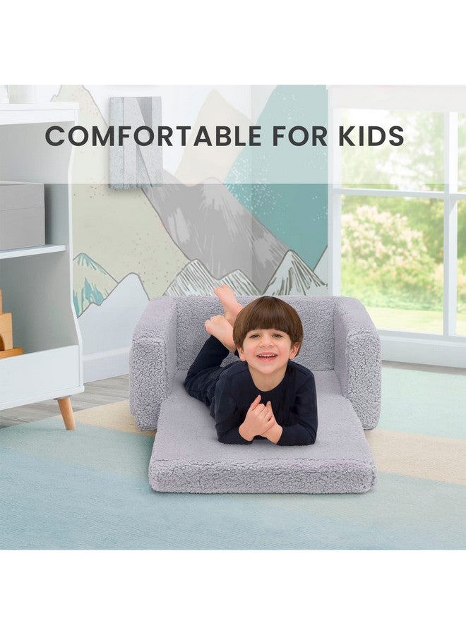 Delta CHILDREN Delta Children Cozee Flip-Out Sherpa 2-in-1 Convertible Chair to Lounger for Kids, Grey  - Image 3