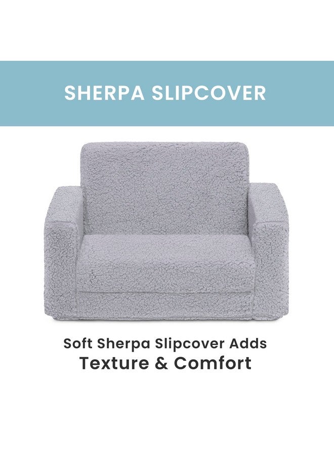 Delta CHILDREN Delta Children Cozee Flip-Out Sherpa 2-in-1 Convertible Chair to Lounger for Kids, Grey  - Image 5