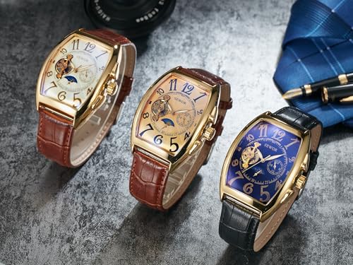 SEWOR Mens Automatic Business Dress Tonneau Moon Phase Wrist Watch Mechanical Self Wind - Image 5