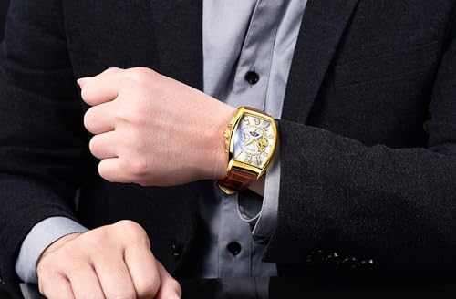 SEWOR Mens Automatic Business Dress Tonneau Moon Phase Wrist Watch Mechanical Self Wind - Image 3