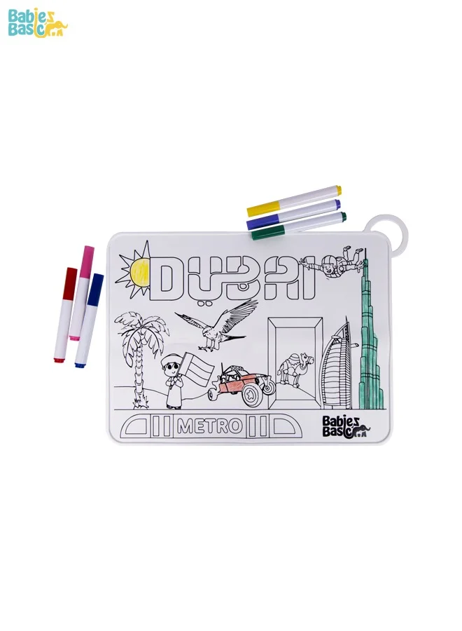 Babies Basic Reusable Silicone Colouring Mat With Pens And Travel Case - Dubai Design