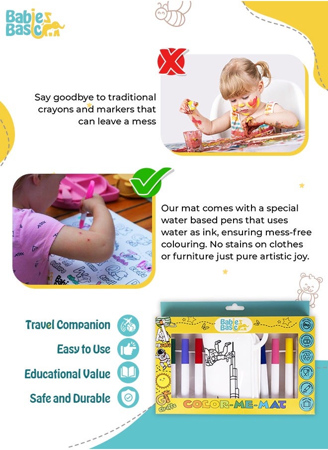 Babies Basic Reusable Silicone Colouring Mat With Pens And Travel Case - Dubai Design  - Image 4