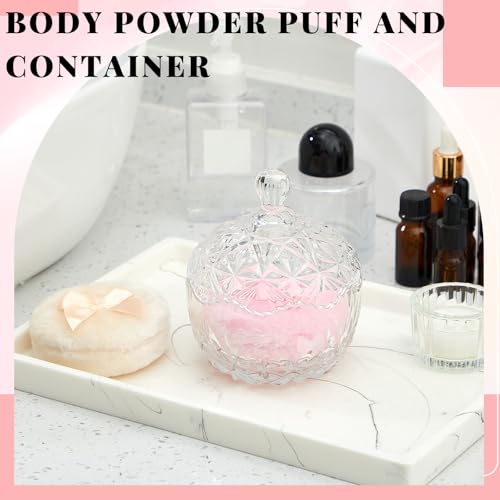 Tioncy 3 Pcs Large Body Powder Puff and Container Crystal Container Soft Washable Reusable Velour Face Body Glitter Wet Dry MakeupClear - Image 3