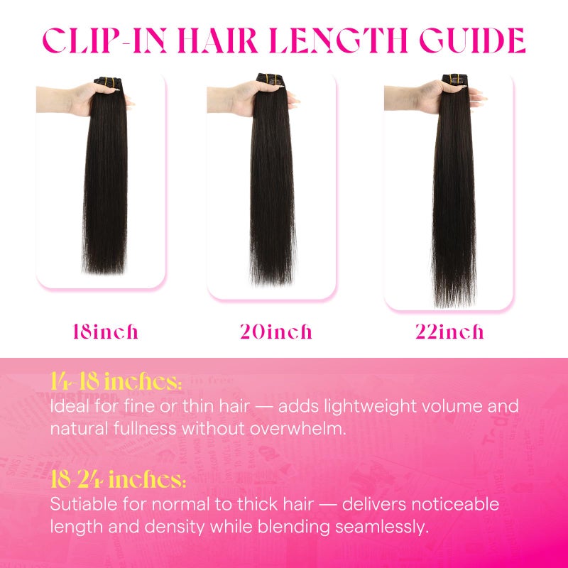 Ve Sunny Clip in Hair Extensions Real Human Hair Reddish Brown Remy Human Hair Clip in Extensions Thick Straight Real Hair Extensions For Women 7pcs 120g 18 Inch - Image 3