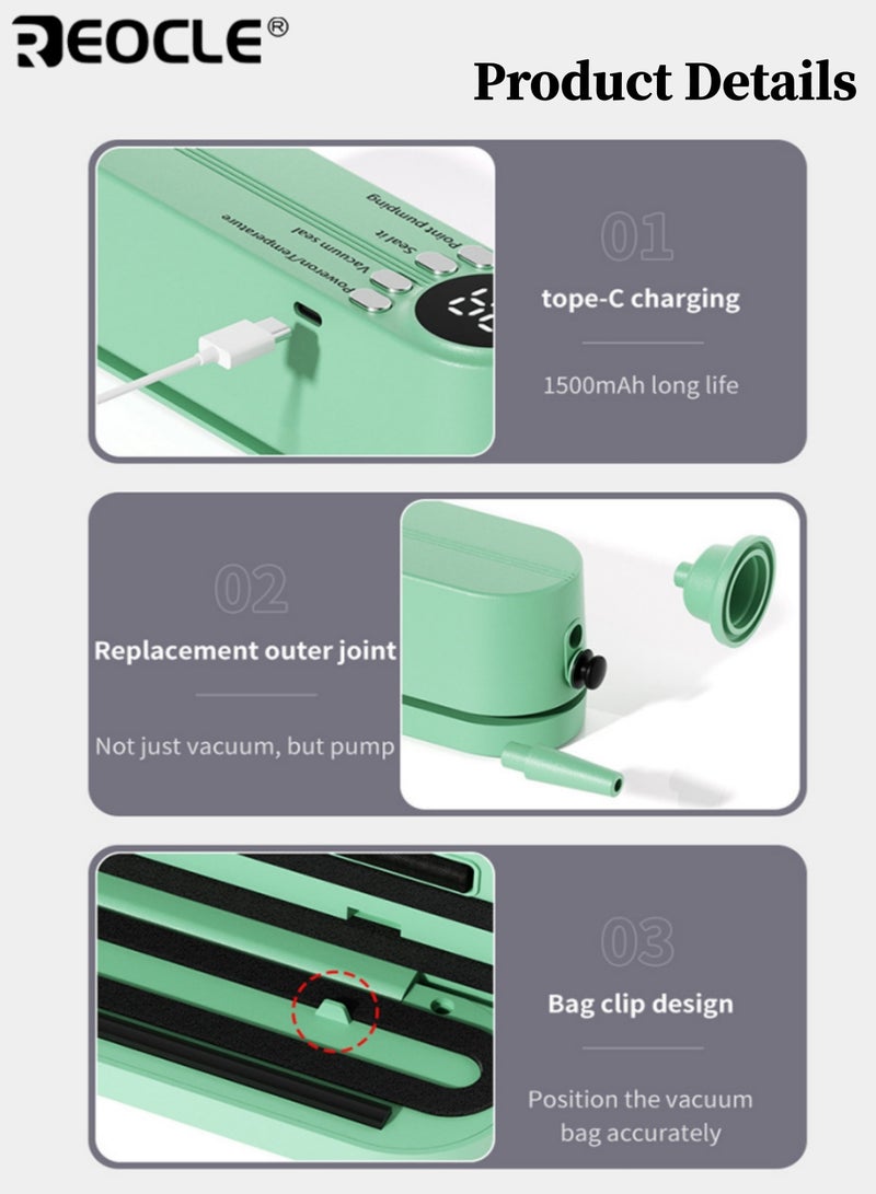 REOCLE Automatic Wireless Vacuum Machine Portable Food Sealer Snack Sealing Long-Term Food Preservation Easy To Use Suitable for Kitchen Food Outdoor Picnic - Image 3