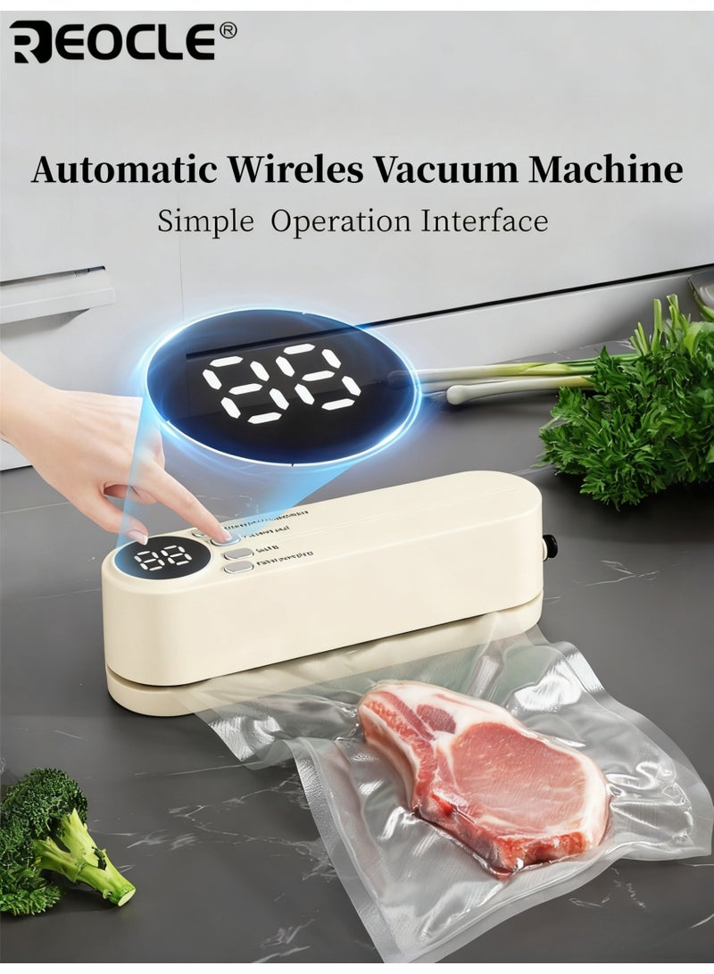 REOCLE Automatic Wireless Vacuum Machine Portable Food Sealer Snack Sealing Long-Term Food Preservation Easy To Use Suitable for Kitchen Food Outdoor Picnic - Image 1