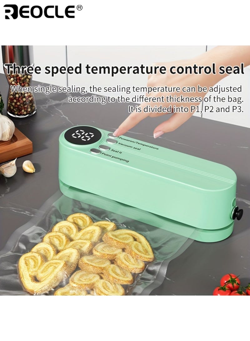 REOCLE Automatic Wireless Vacuum Machine Portable Food Sealer Snack Sealing Long-Term Food Preservation Easy To Use Suitable for Kitchen Food Outdoor Picnic - Image 4