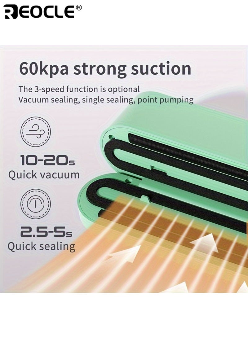 REOCLE Automatic Wireless Vacuum Machine Portable Food Sealer Snack Sealing Long-Term Food Preservation Easy To Use Suitable for Kitchen Food Outdoor Picnic - Image 2