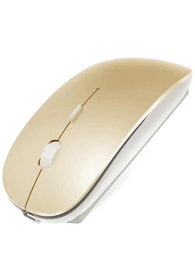 KLO Rechargeable Bluetooth 5.2/3.0 Mouse for MacBook/MacBook air/Pro/iPad, Wireless Mouse for Laptop/Notebook/pc/iPad/Chromebook (Gold) - Image 1