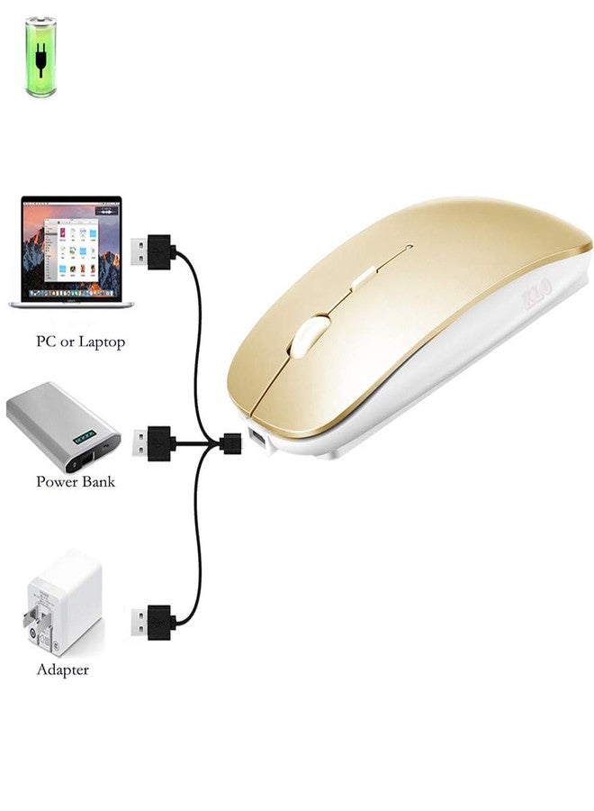 KLO Rechargeable Bluetooth 5.2/3.0 Mouse for MacBook/MacBook air/Pro/iPad, Wireless Mouse for Laptop/Notebook/pc/iPad/Chromebook (Gold) - Image 5