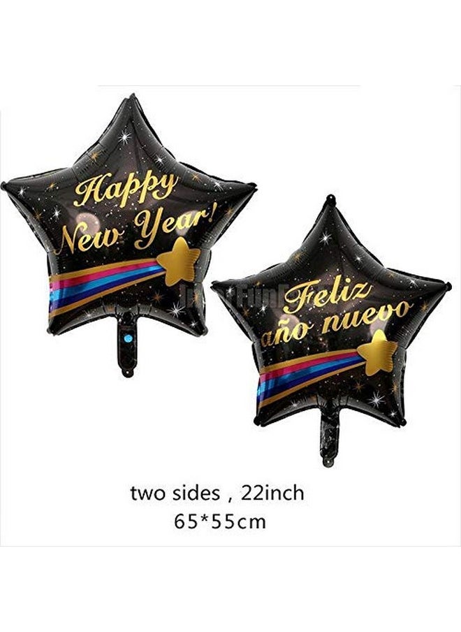 Balloonistics Balloonistics Happy New Year Large Shooting Star and Gold Stars Foil Balloon Bouquet Pack of 5  - Image 2