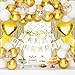 HGH Gold Birthday Decorations White and Gold Balloons Party Decorations Set Golden Happy Birthday Banner Fringe Curtain Party Decorations for Kids Women Men Girls Golden Birthdays Party Supplies - Image 3