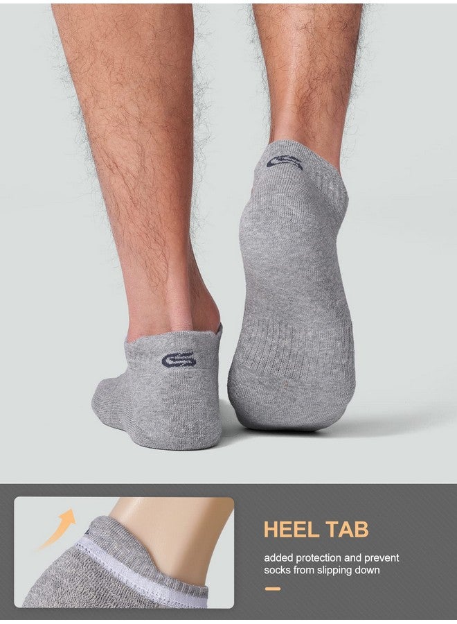 CS CELERSPORT Cushion No Show Tab Athletic Running Socks for Men and Women (6 Pairs),Large, Black+Grey - Image 4