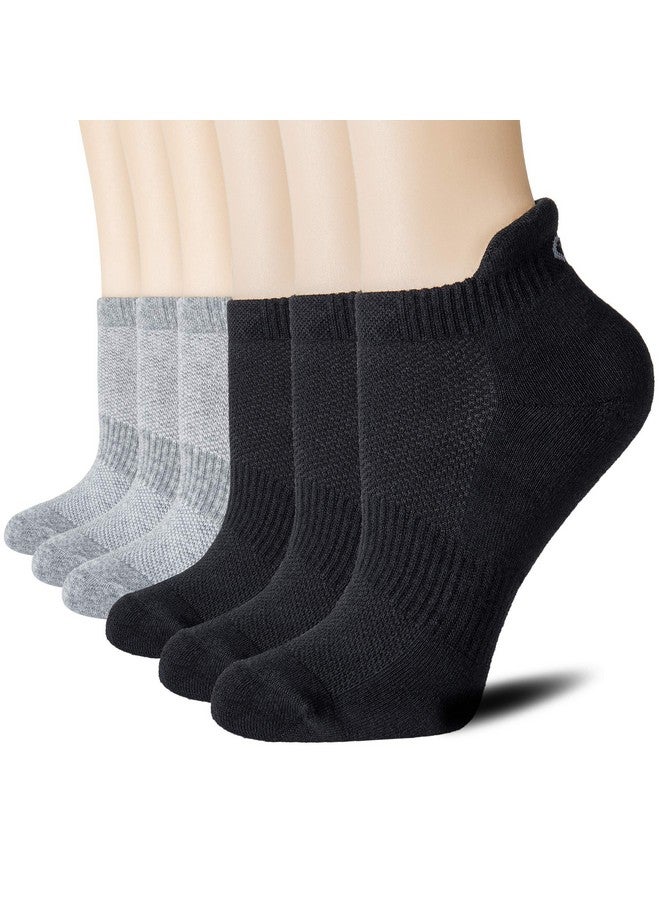 CS CELERSPORT Cushion No Show Tab Athletic Running Socks for Men and Women (6 Pairs),Large, Black+Grey - Image 1