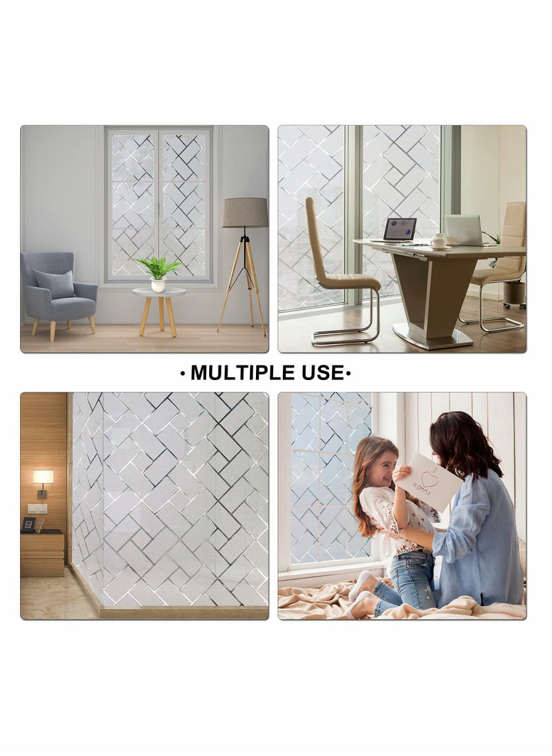 KASTWAVE Privacy Window Films, Window Stickers, Self Adhesive Decorative Frosted Glass Window Stickers, Anti UV Opaque Removable Static Cling Glass Coverings for Home Kitchen Bathroom Office 11.8" x 78.7"  - Image 5