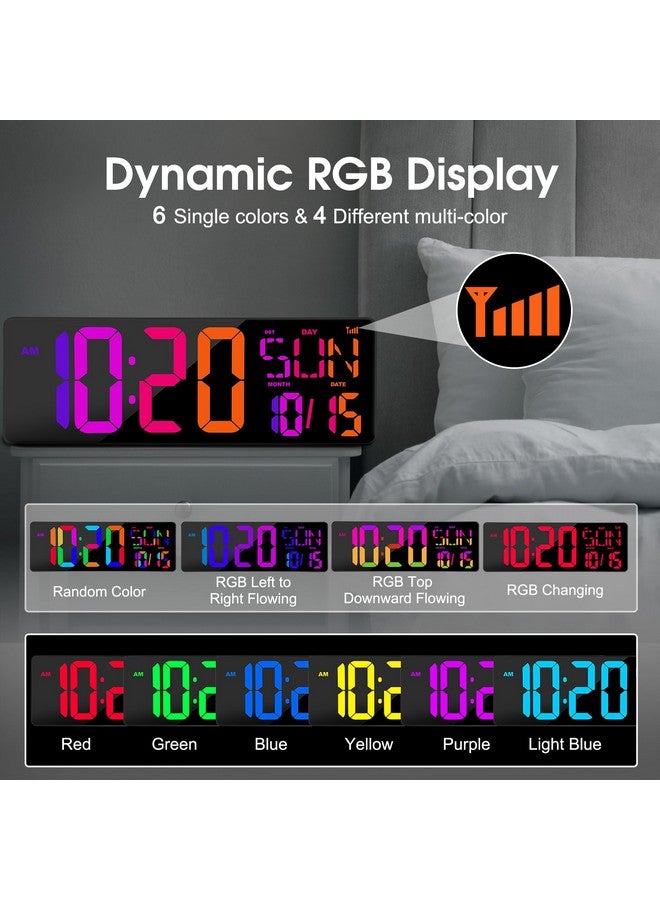 XREXS Large Digital Wall Clock Bluetooth Sync, 17.2" RGB Color Changing Digital Clock with Remote Control, Adjustable Brightness Grandfather Clock, Temperature for Home, Gym and Classroom - Image 3