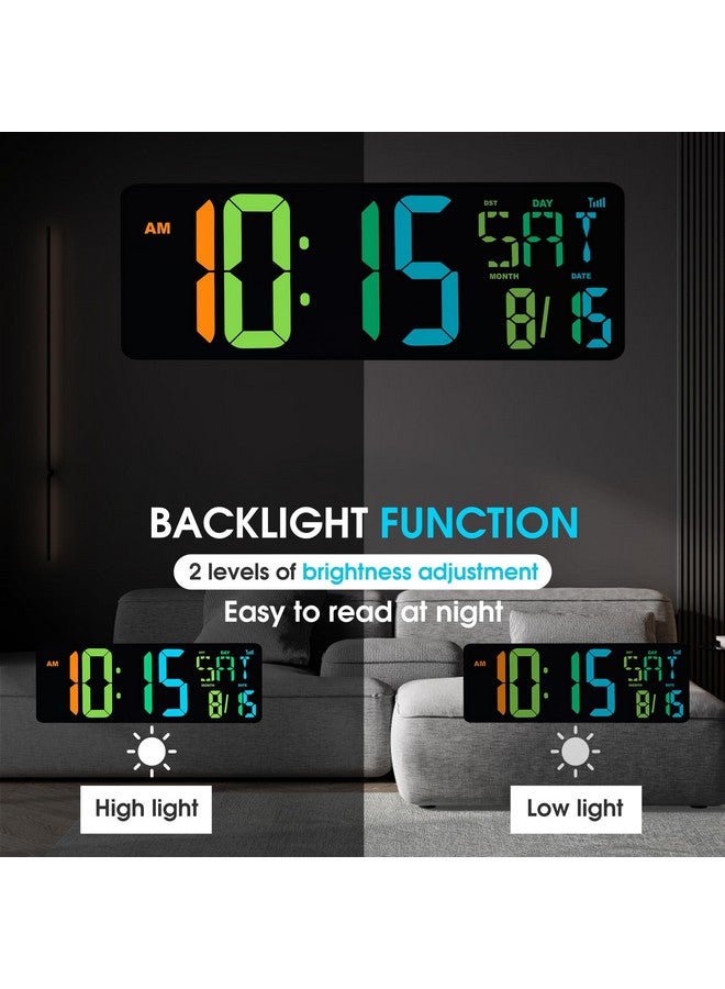 XREXS Large Digital Wall Clock Bluetooth Sync, 17.2" RGB Color Changing Digital Clock with Remote Control, Adjustable Brightness Grandfather Clock, Temperature for Home, Gym and Classroom - Image 4