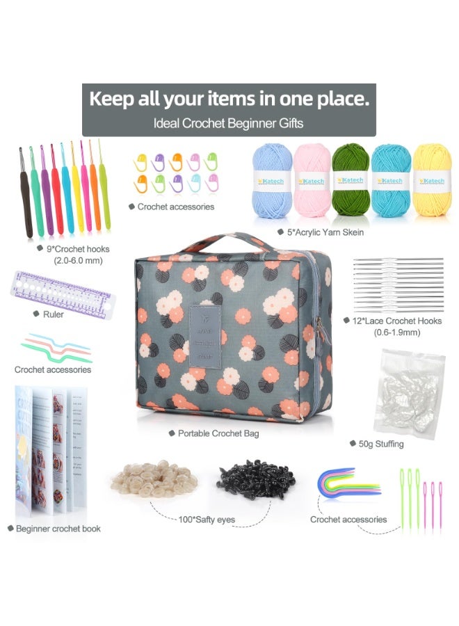 67-Piece Crochet Kit for Beginners,Complete DIY Starter Crochet Supplies Pack,Portable Yarn Weaving Tools - Image 2