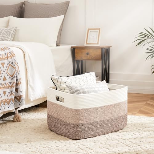 Artfeel Blanket Basket,Rectangle Woven Baskets for Storage,100L Laundry Basket for Decorative Nursery Blanket,Toys,Dirty Clothes and Magazine in Shelves,Baby Room,and Living Room - Image 2