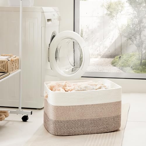 Artfeel Blanket Basket,Rectangle Woven Baskets for Storage,100L Laundry Basket for Decorative Nursery Blanket,Toys,Dirty Clothes and Magazine in Shelves,Baby Room,and Living Room - Image 3