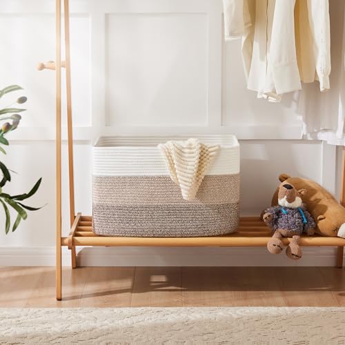 Artfeel Blanket Basket,Rectangle Woven Baskets for Storage,100L Laundry Basket for Decorative Nursery Blanket,Toys,Dirty Clothes and Magazine in Shelves,Baby Room,and Living Room - Image 4