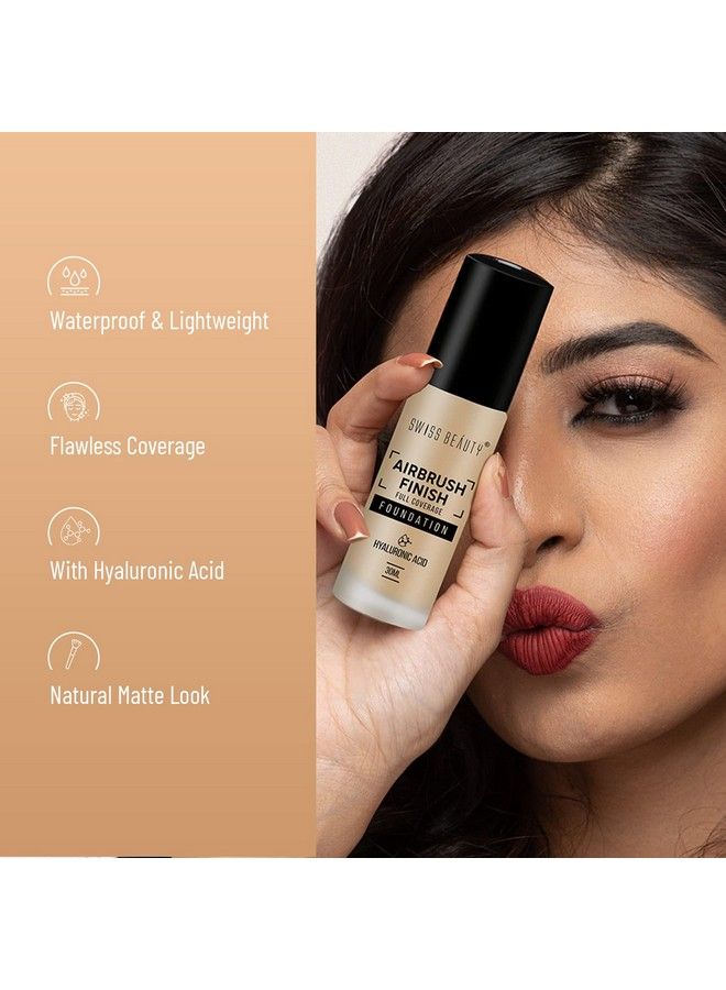 SWISS BEAUTY Airbrush Finish Lightweight Foundation ; Full Coverage Blendable Foundation For Face Makeup ;With Benefits Of Hyaluronic Acid Aloevera And Vitamin E ; 30Ml ; Shade Caramel Beige - Image 4