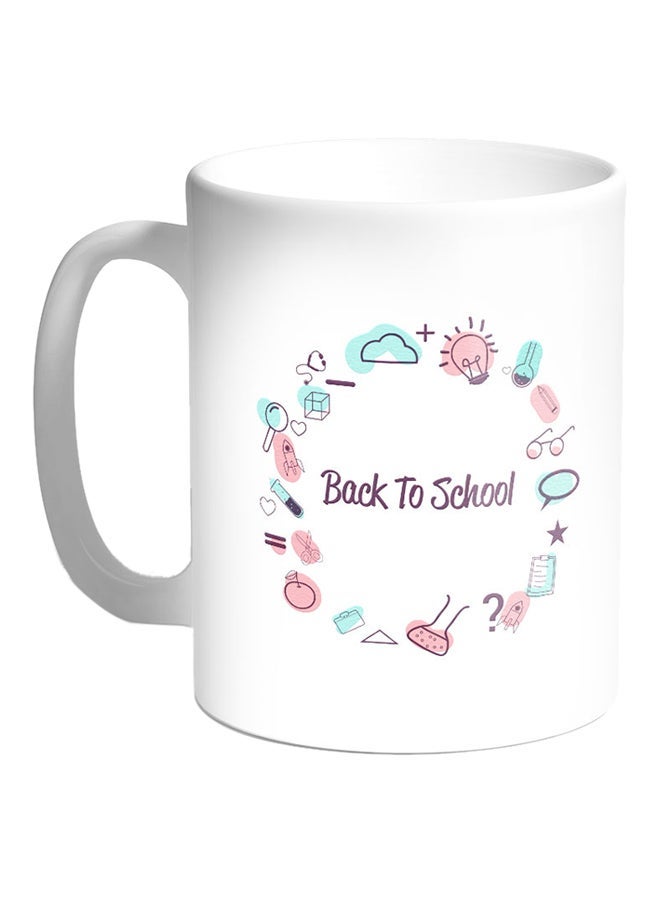 Back To School Printed Coffee Mug White/Blue/Pink 11ounce