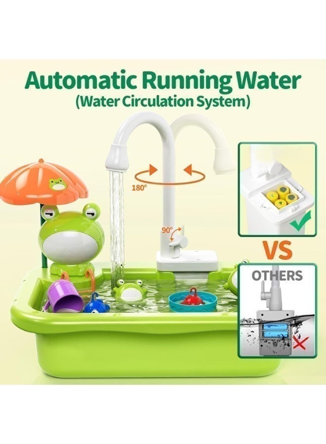 Play Sink with Running Water, Kitchen Sink Toys Play Kitchen Toy Accessories, Pool Floating Fishing Toys for Water Play, Kids Role Play Dishwasher Toy - Image 4