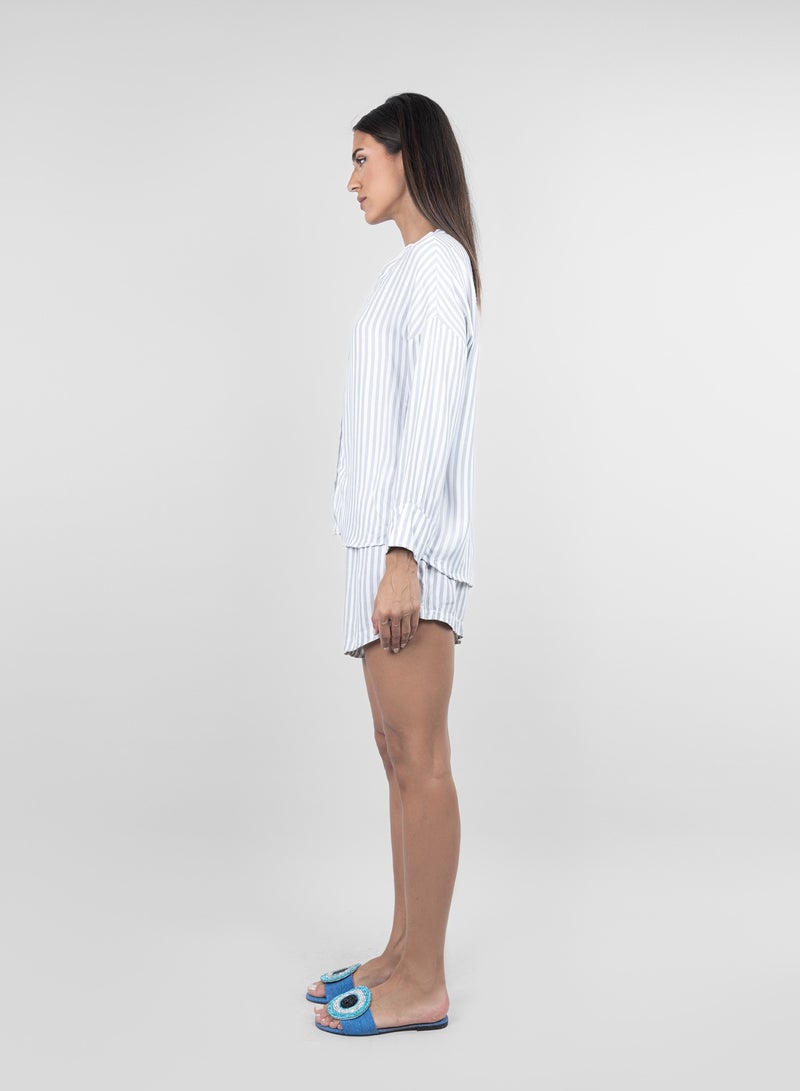 KYVELi Casual Stripped shirt and shorts Co-Ord Set  - Image 2