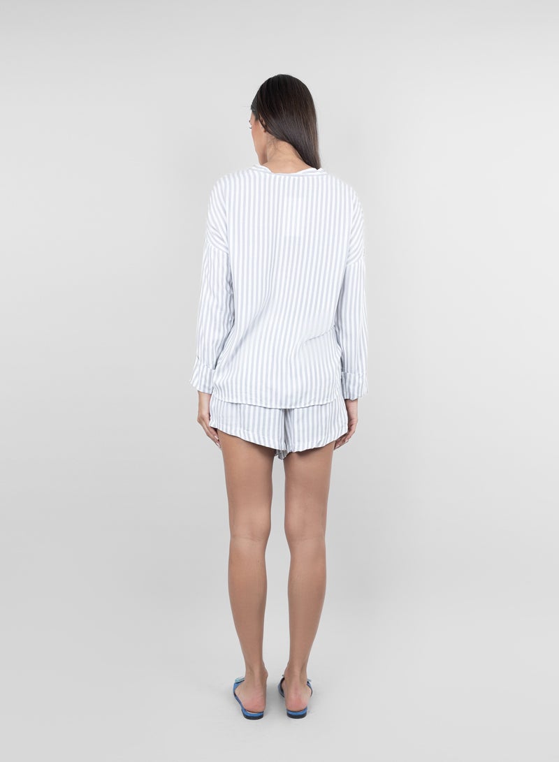 KYVELi Casual Stripped shirt and shorts Co-Ord Set  - Image 3