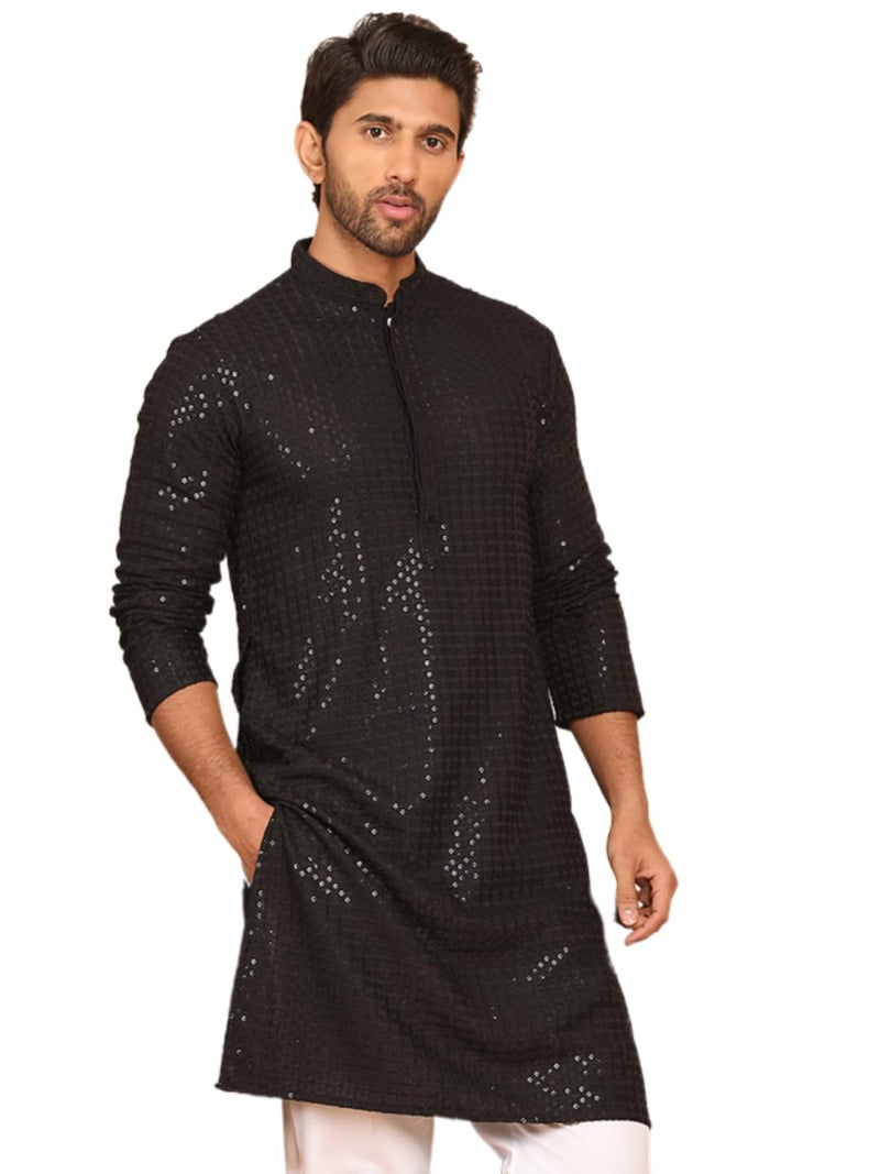 Jompers Men Viscose Blend Regular Fit Embroidered & Sequence Kurta - Image 1