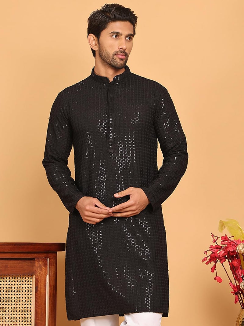 Jompers Men Viscose Blend Regular Fit Embroidered & Sequence Kurta - Image 5