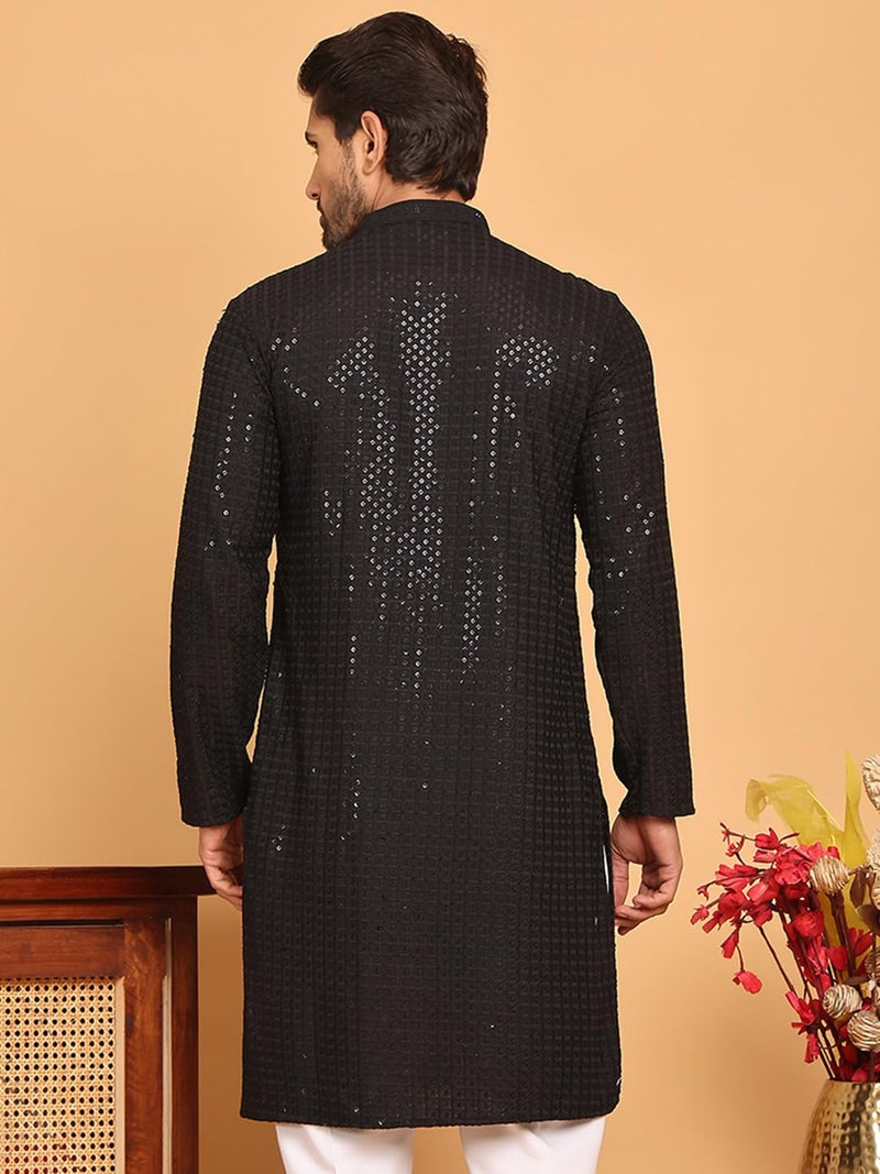 Jompers Men Viscose Blend Regular Fit Embroidered & Sequence Kurta - Image 2