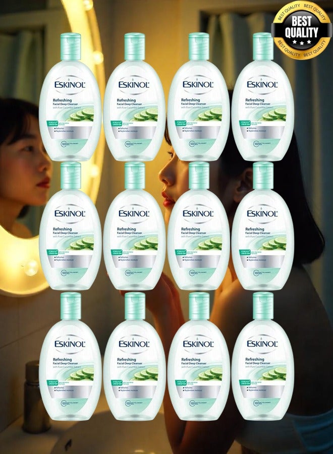 Eskinol 12 Pieces Cucumber Facial Deep Cleanser 225ML - Image 1