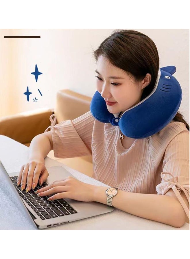 جولدن وسادة سفر الرغوة على شكل حرف U ، وسادة دعم الرقبة ، وسادة رقبة مريحة للسفر ، وسادة طائرة مسند رأس للبالغين ، والأطفال (البرتقالي) - Image 4