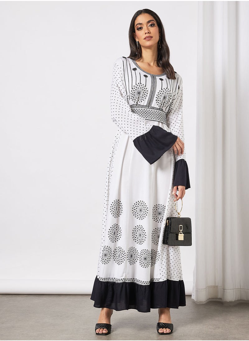 HANA & SARA - Embroidered Jalabiya Dress  With Sheila - Image 1