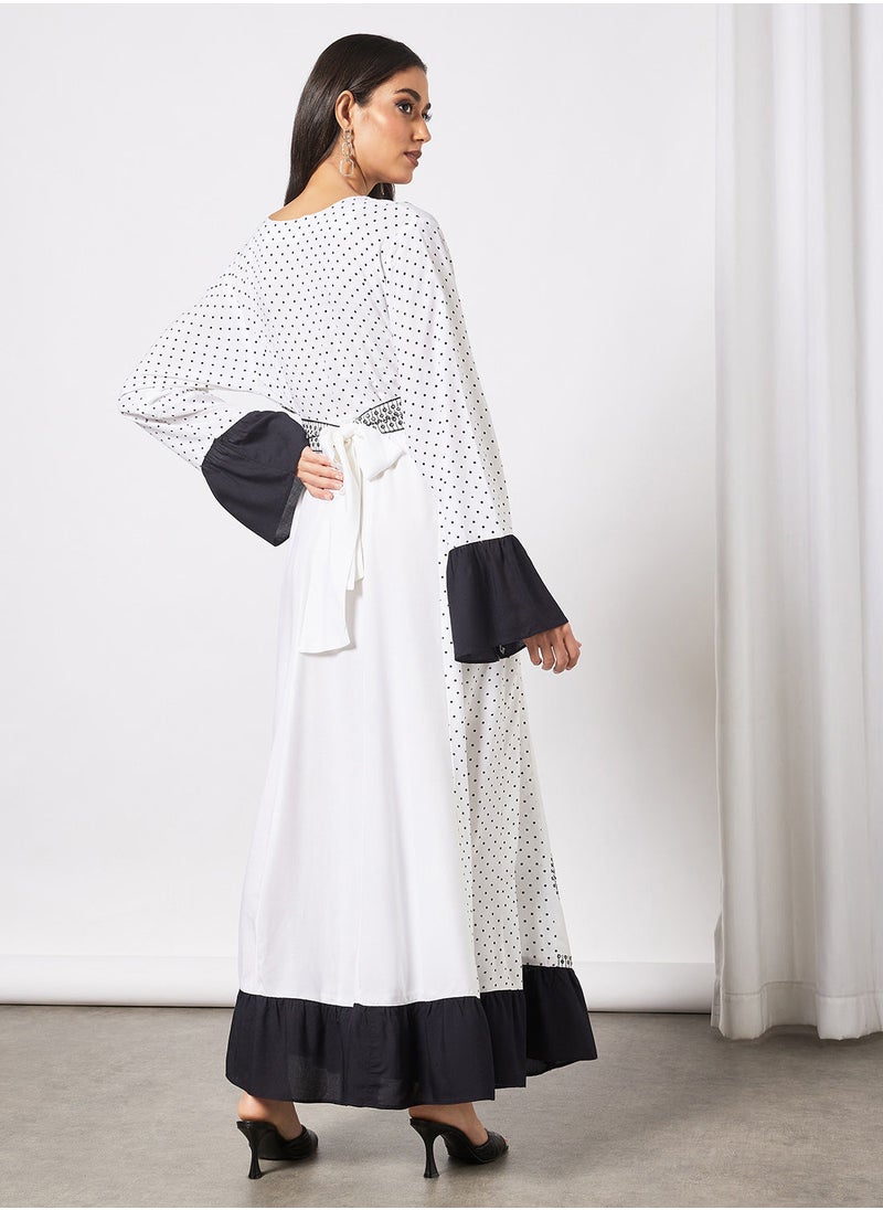 HANA & SARA - Embroidered Jalabiya Dress  With Sheila - Image 1