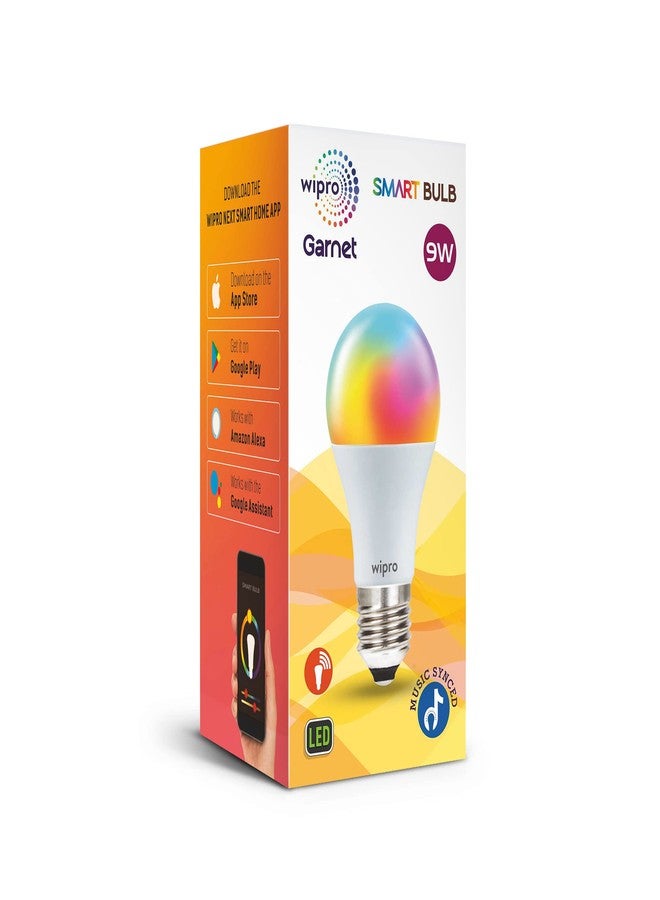 ويبرو مصباح wipro الذكي بتقنية الواي فاي LED بقوة 9 وات E27 مع مزامنة الموسيقى (16 مليون لون + أبيض دافئ/أبيض محايد/أبيض) (متوافق مع Amazon Alexa وGoogle Assistant)، قياسي (NS9500) - Image 3