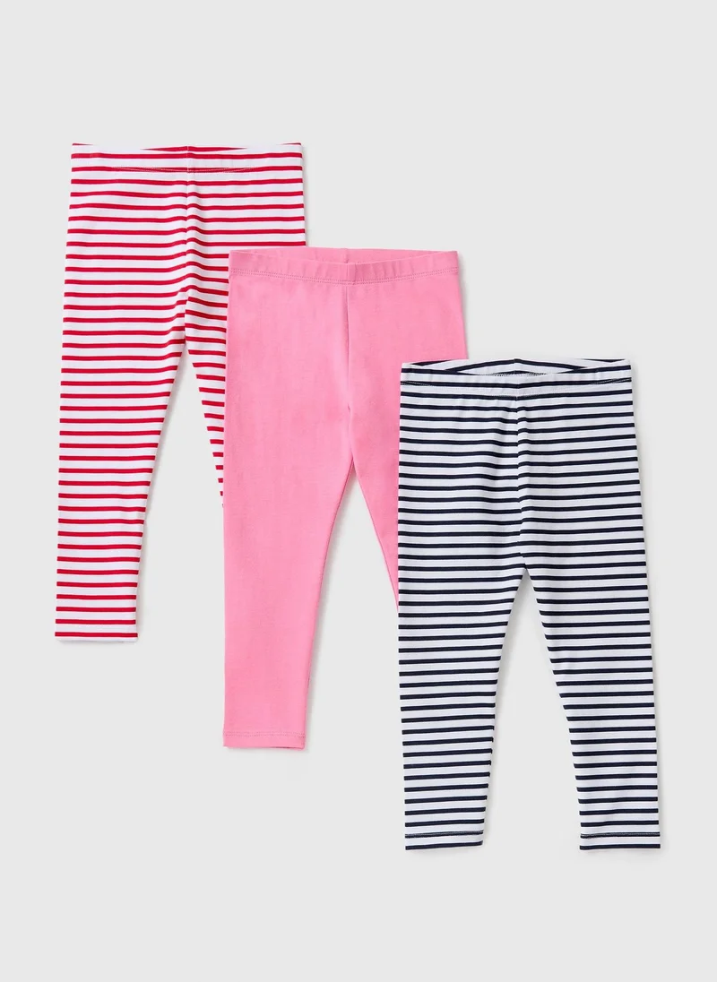 Matalan 3 Pack Girls Multicolour Stripe Leggings