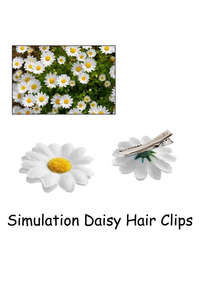 Backgarden - [12 Packed] Women Sweet Flower Side Hair Clip Beach Wedding Flower Bridesmaid Hair Accessory (White Daisy) - Image 1