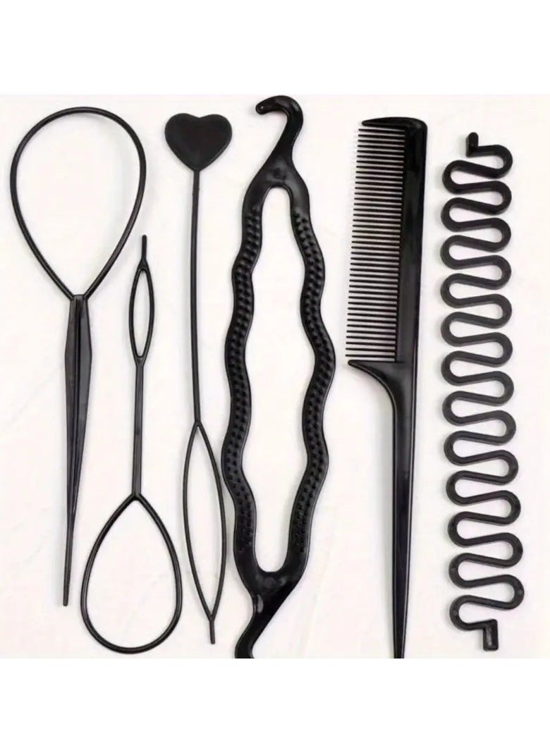 Goolsky 6pcs Hair Styling Tool Set, Black Resin Non-Textile Weaving Accessories, Perfect for Party and Holiday Hair Decor, Suitable for Women, Hand Washable or Professional Dry Clean, Ideal for Valentine'S Day, Christmas, Spring Festival  - Image 1