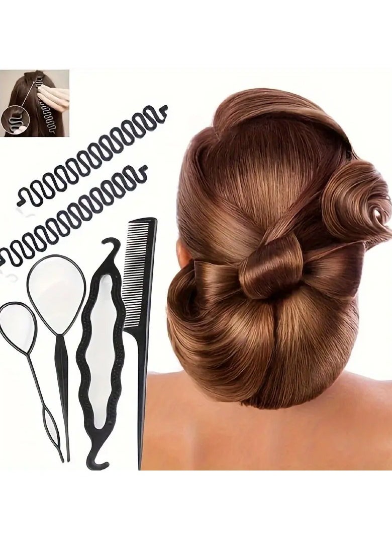 Goolsky 6pcs Hair Styling Tool Set, Black Resin Non-Textile Weaving Accessories, Perfect for Party and Holiday Hair Decor, Suitable for Women, Hand Washable or Professional Dry Clean, Ideal for Valentine'S Day, Christmas, Spring Festival  - Image 3