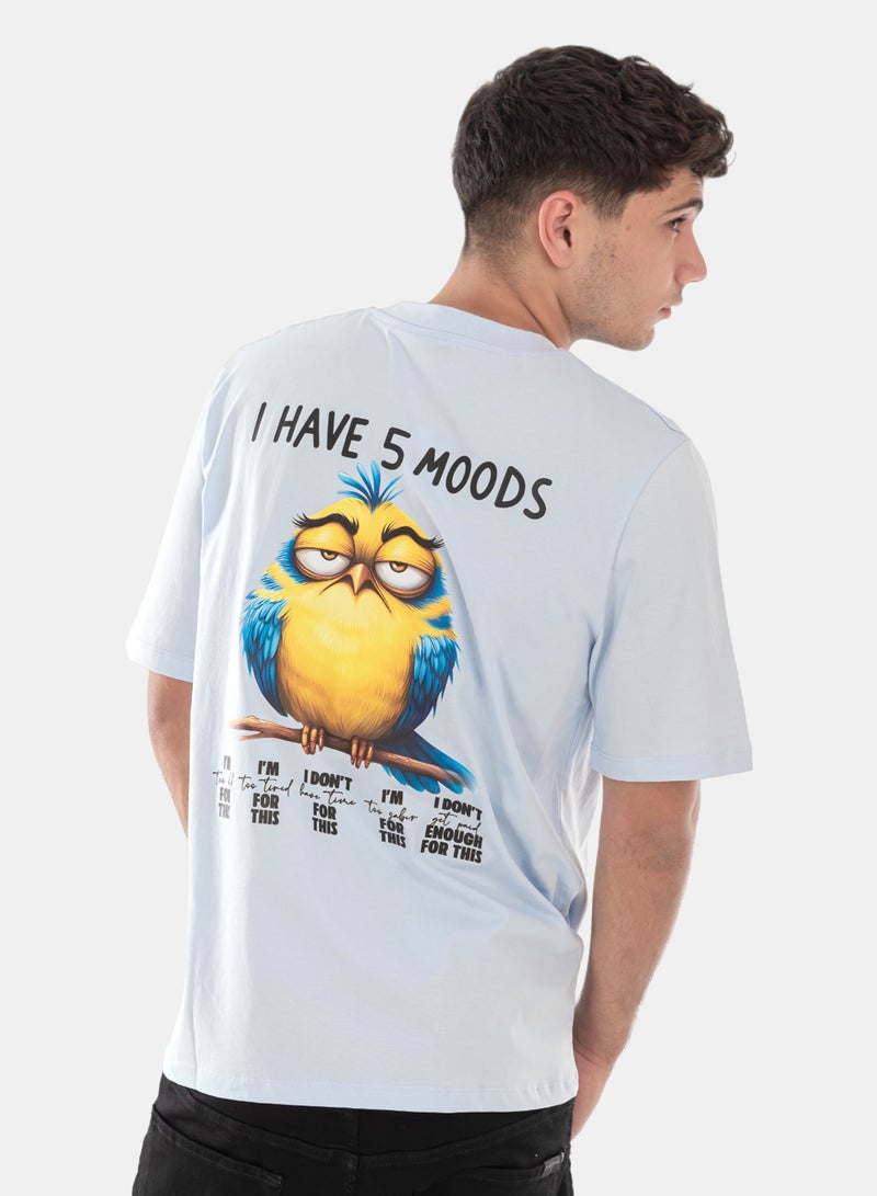 OWL T-shirt 'I have 5 moods' Baby Blue - Image 1