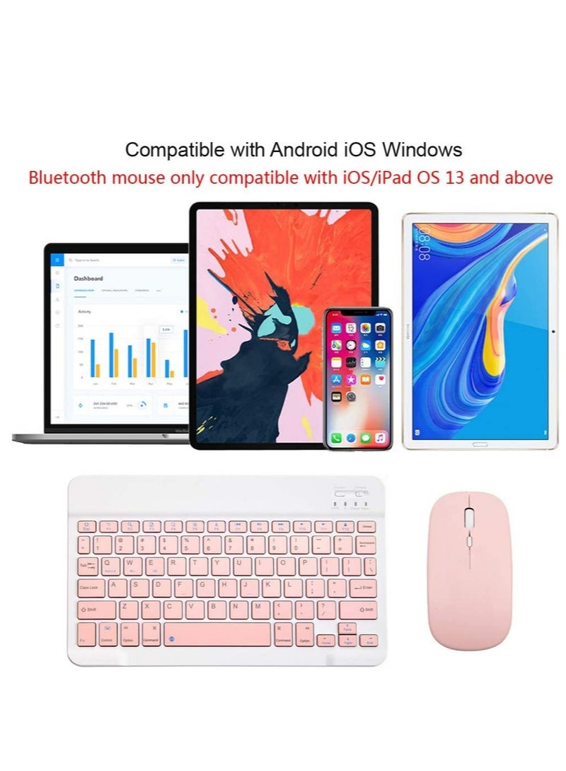 ELTRAZONE Rechargeable Bluetooth Keyboard and Mouse Combo Ultra-Slim Portable Compact Wireless Mouse Keyboard Set for Android Windows Tablet Cell Phone iPhone iPad Pro Air Mini, iPad OS/iOS 13 and Above (Pink) - Image 2