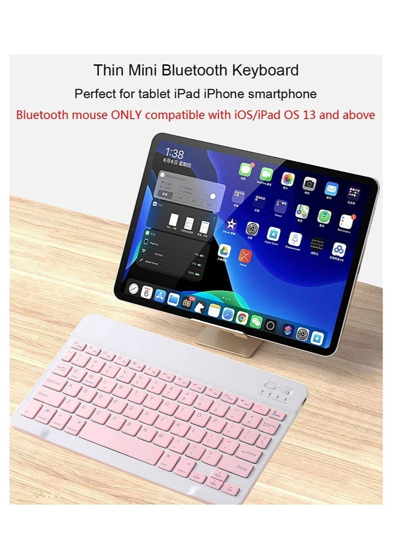 ELTRAZONE Rechargeable Bluetooth Keyboard and Mouse Combo Ultra-Slim Portable Compact Wireless Mouse Keyboard Set for Android Windows Tablet Cell Phone iPhone iPad Pro Air Mini, iPad OS/iOS 13 and Above (Pink) - Image 5