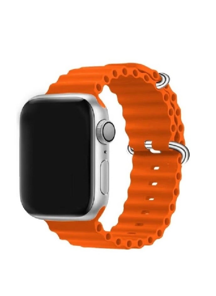 Generic - Apple Watch Ocean Band 49mm 45mm 44mm 42mm Soft Silicone Loop Strap for iWatch Series Ultra/8/7/SE/6/5/4/3/2/1 Orange - Image 1