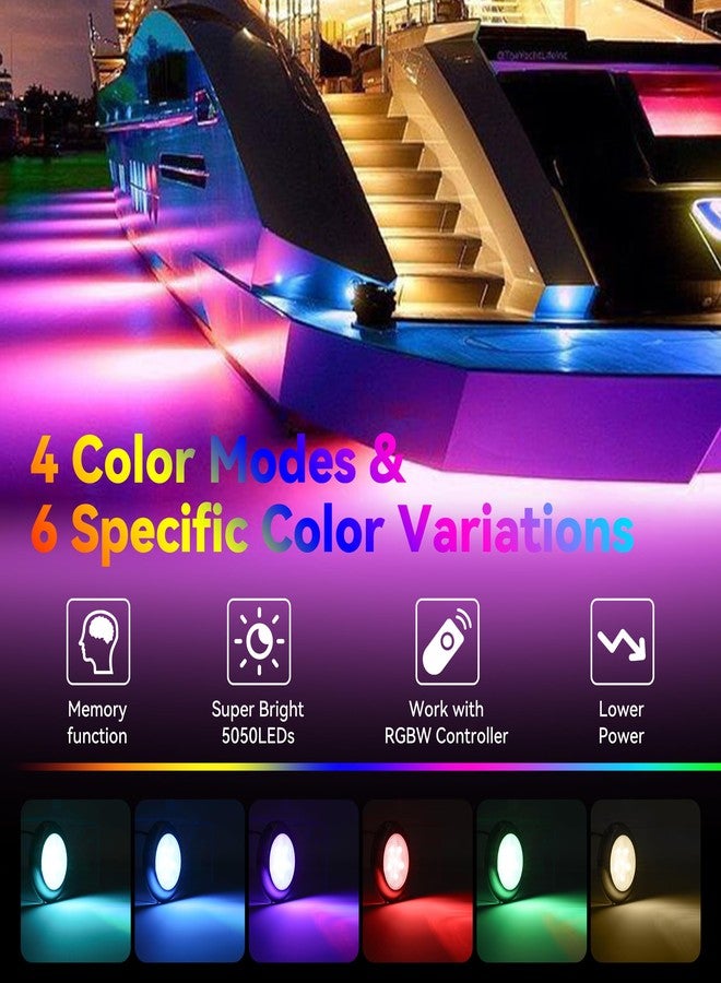 RVZONE مصابيح RVZONE RGBW مقاس 3 بوصات للقوارب، مصابيح LED بحرية مقاومة للماء بمعيار IP68، مصابيح من الفولاذ المقاوم للصدأ، إضاءة داخلية للقارب، إضاءة سطح المقصورة، مناسبة لصيد الأسماك الليلي (عبوة من 4 قطع) - Image 3