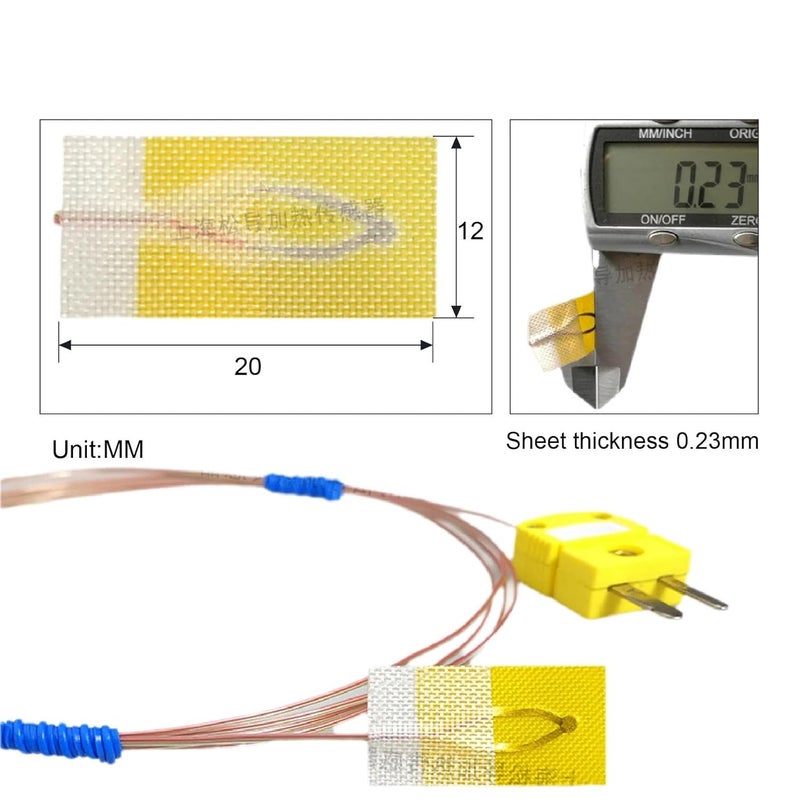 K T J Type Surface Mount Adhesive Thermocouple Probe Thin Film Stick On Sensor 0 260C Ultra Thin Temperature Wire T 5m - Image 4