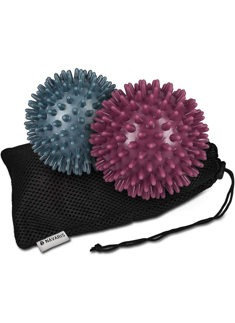 Navaris Navaris Spiky Massage Balls  Set of 2  Hedgehog Balls for Self Massage  1x MediumHard  1x Harder Ball  Pair of Bumpy Massager Balls   3 Inch  - Image 1