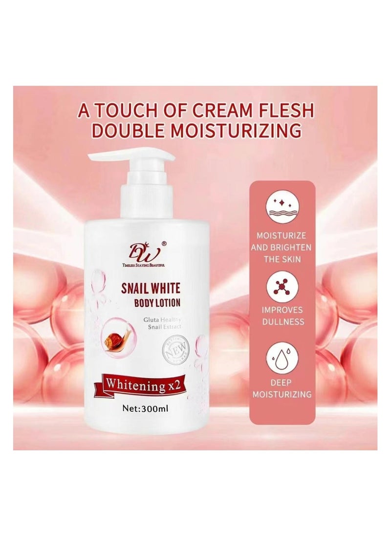 DW - DW Snail white Body Moisturizing Whitening Brighten Lotion 300ml - Image 1